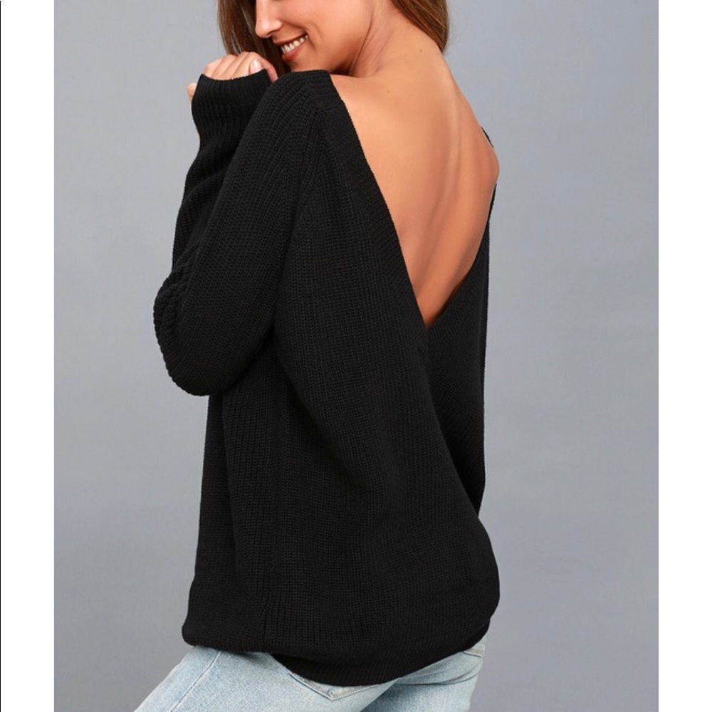 Lulus navy open back sweater